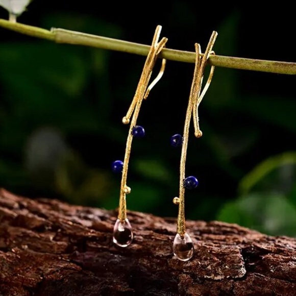 Artisan Handmade Natural Lapis 925 Silver The Zehuva Earrings - Picture 1 of 7